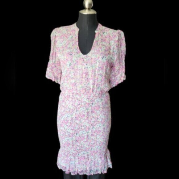 Esqualo Pink Floral Chiffon Dress NWT Sz 4 - Picture 2 of 15